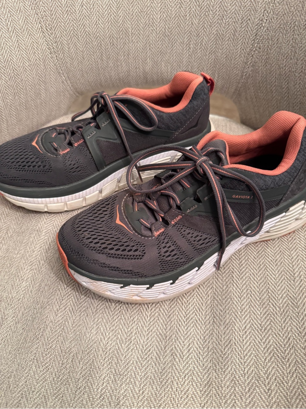 Hoka Women's Charcoal and Coral Gaviota Athletic Running Shoes Size 8